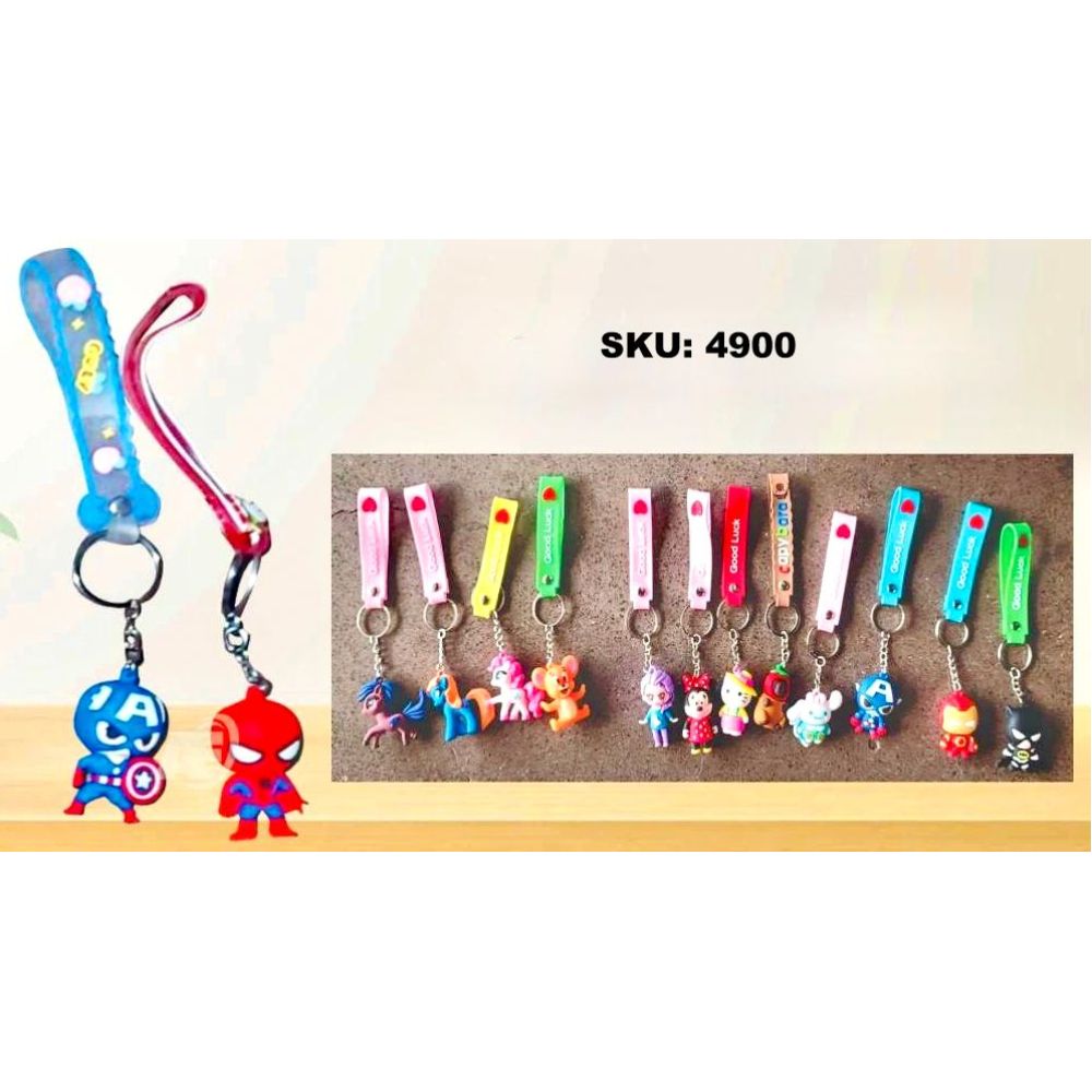 Silicon KeyRing Medium Cartoon Characters Opp Pkg
