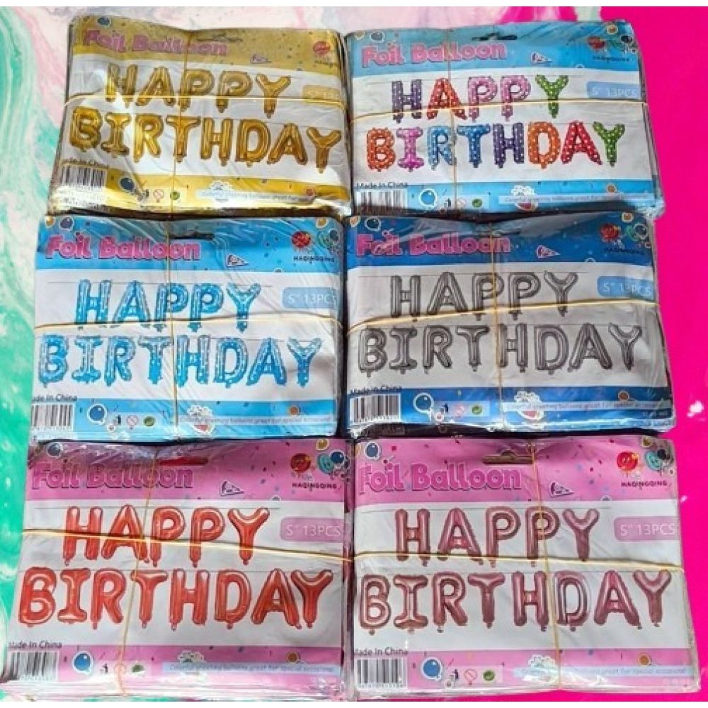 Foil Balloon Happy Birthday S"_13Pcs Opp Pkg