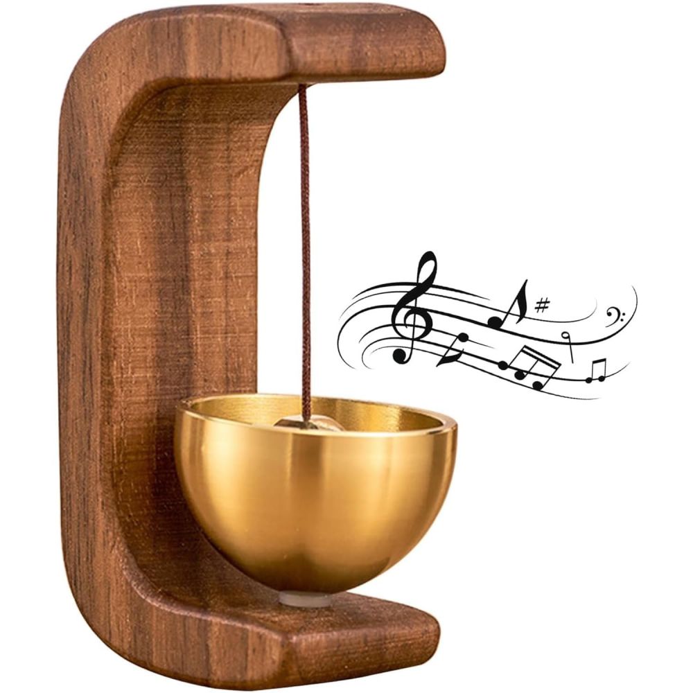 Wooden Door Chime with Brass Bell Magnet Support Opp Pkg