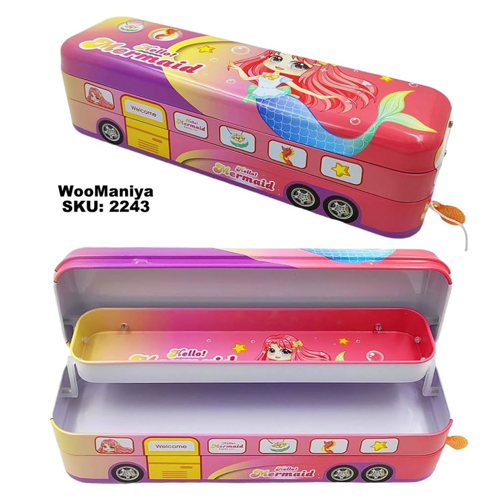 Pulling Moving Mental Pencil Box	567-26 Dual Compartment Opp Pkg