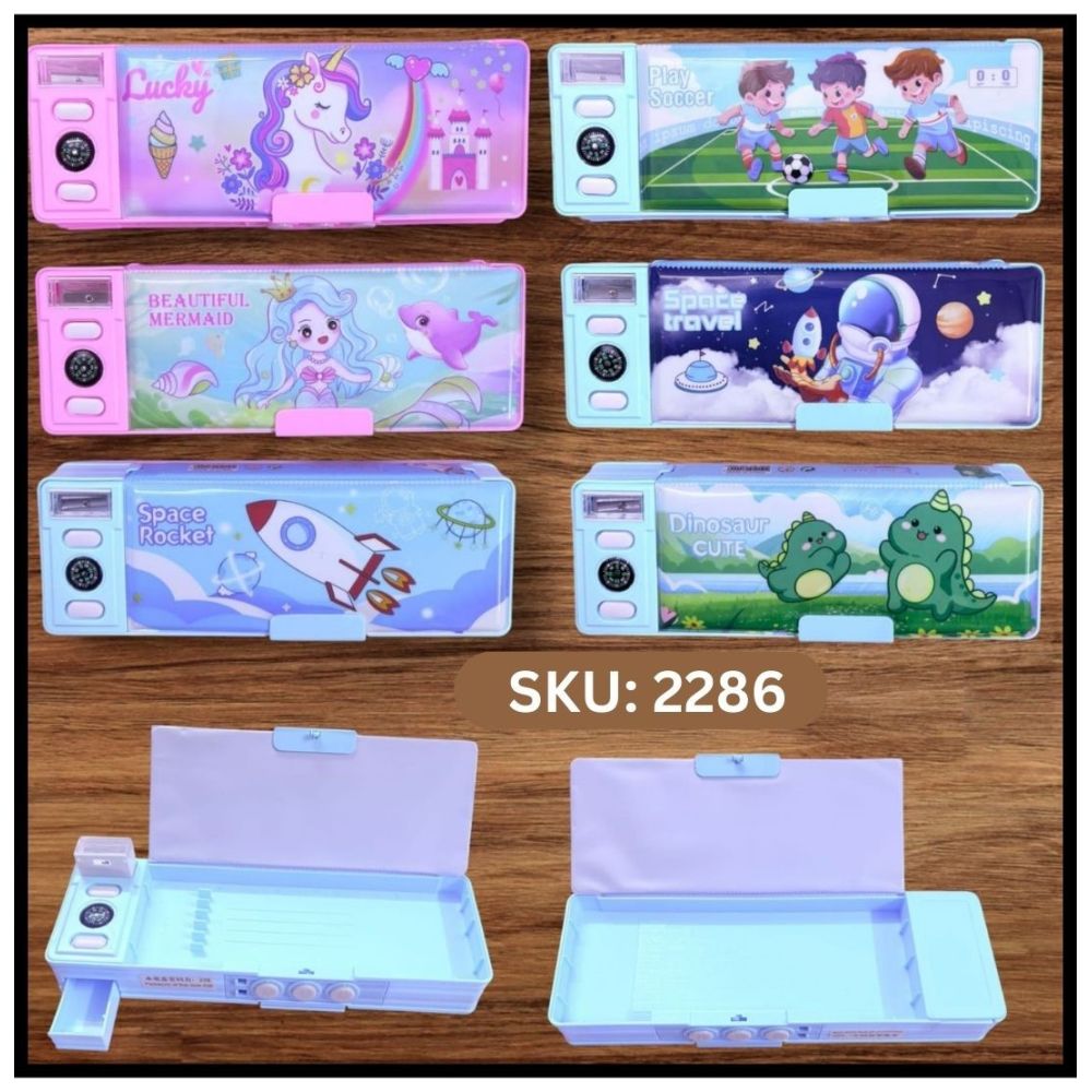 Magnet Pencil Box Compass+Password	Opp Pkg