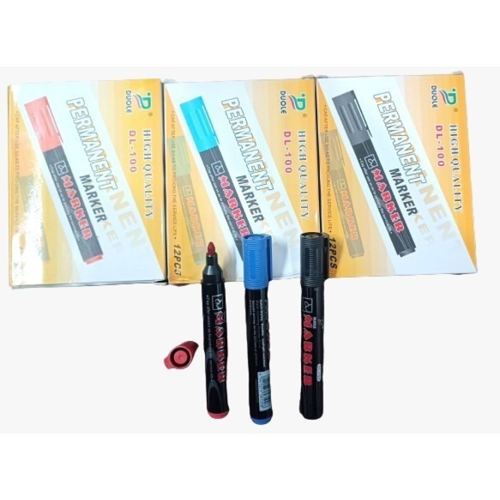 Permanent Marker	Black-Blue-Red Color Large/DL-100 Box Pkg