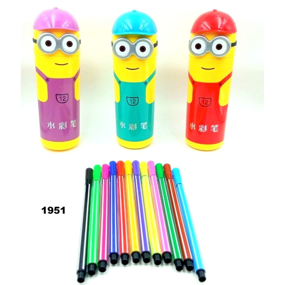Sketch Pen Minion Cartoon Shape	12 Pens Box Pkg