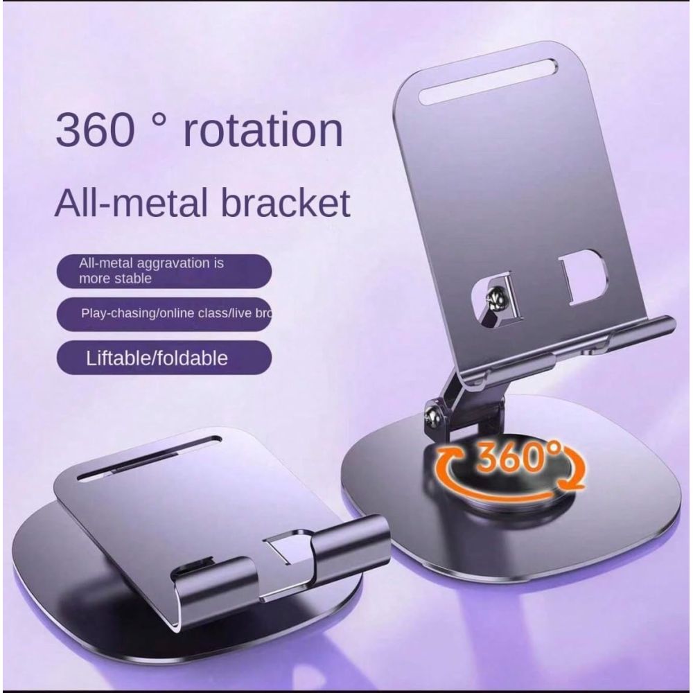 Metal Mobile Stand_Grey Colour_360° Rotatable & Foldable_Box Pkg