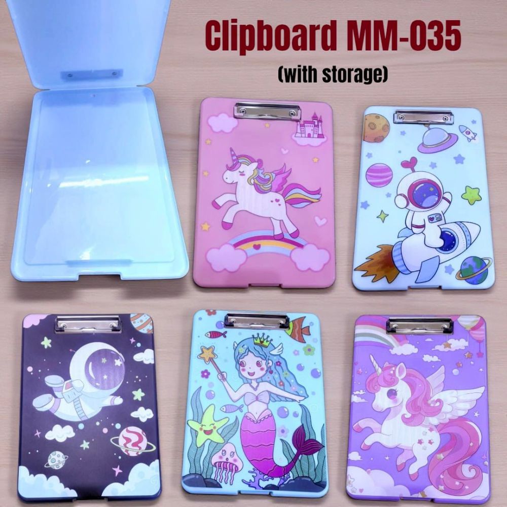 Clip Board with Storage	Random Printed  Characters Opp Pkg
