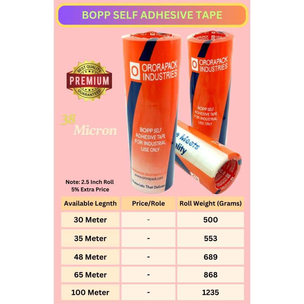 Transparent Bopp Tape 35MTR .5/1/2/3Inch Roll Pkg