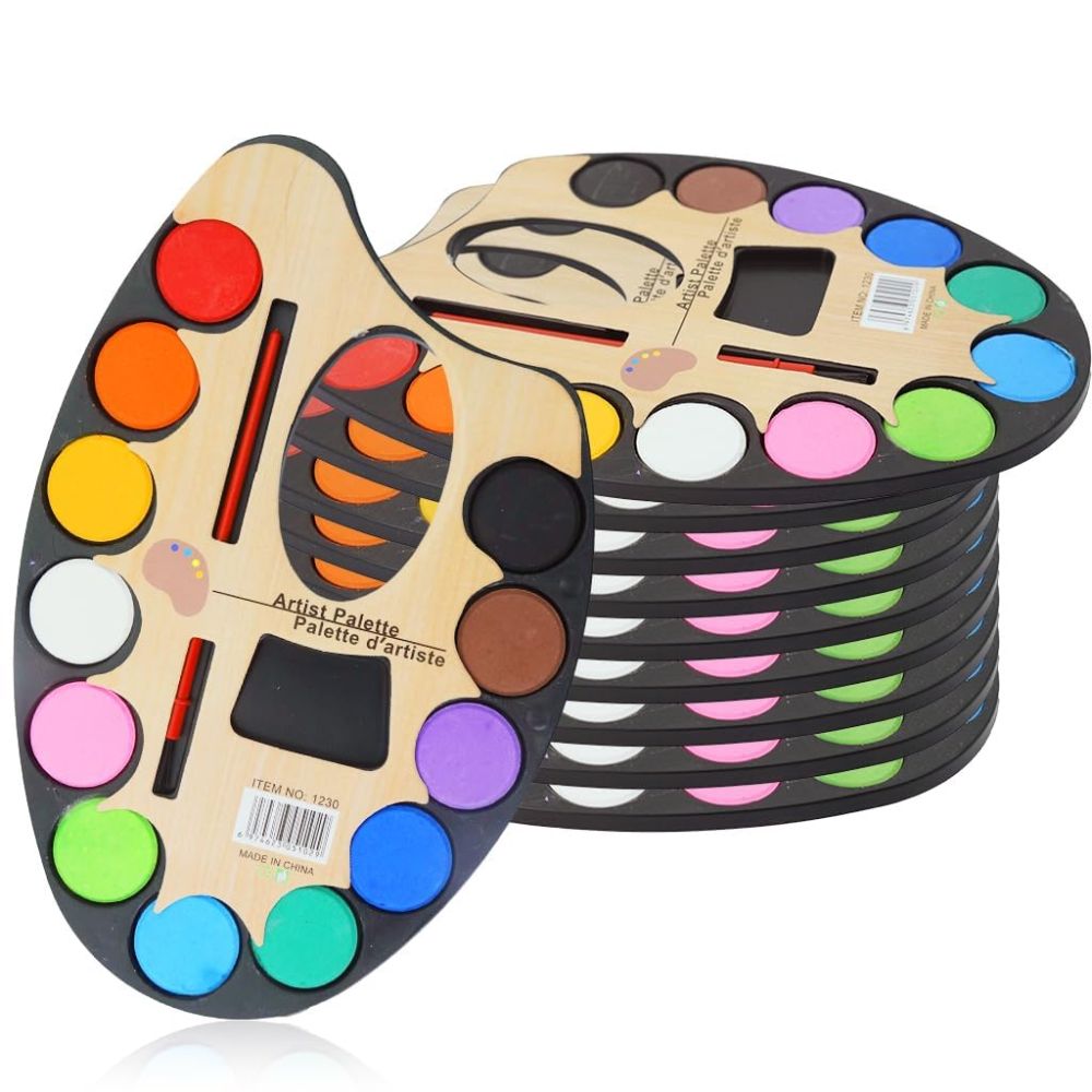 Big_Artist Water Colour_12 Shades with Brush_Wooden_Opp Pkg