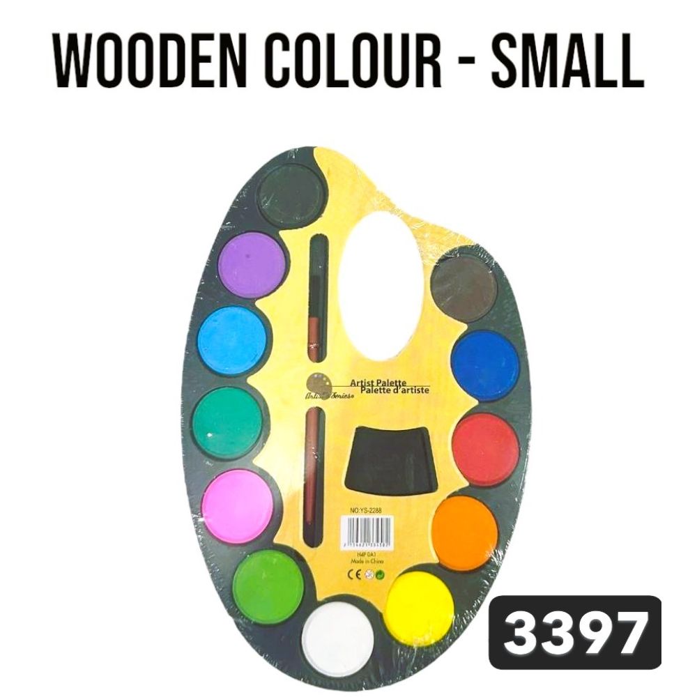Small_Artist Water Colour_12 Shades with Brush_WoodenOpp Pkg